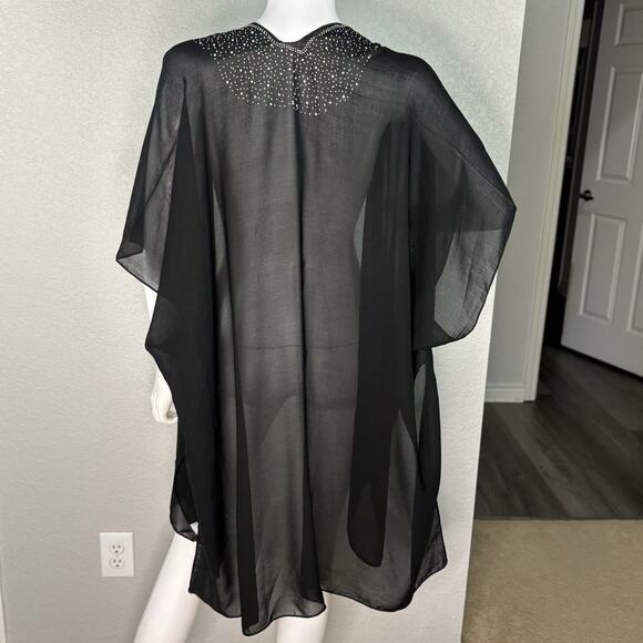 NWT Sheer Kimono Cover Up Embellished Womens Whimsigoth Witchy Gothic Black OS - Picture 2 of 5